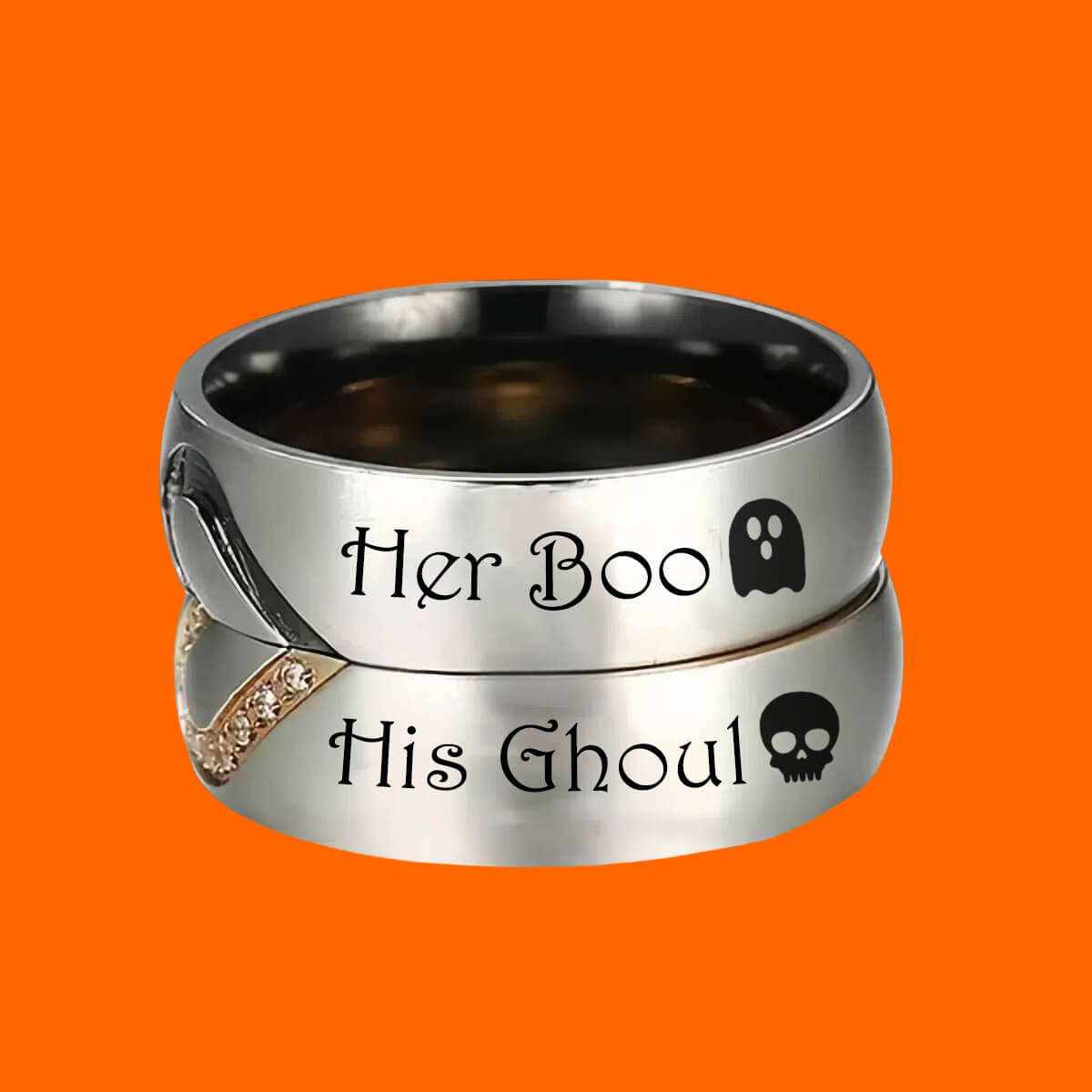 Her Boo His Ghoul Funny Rings