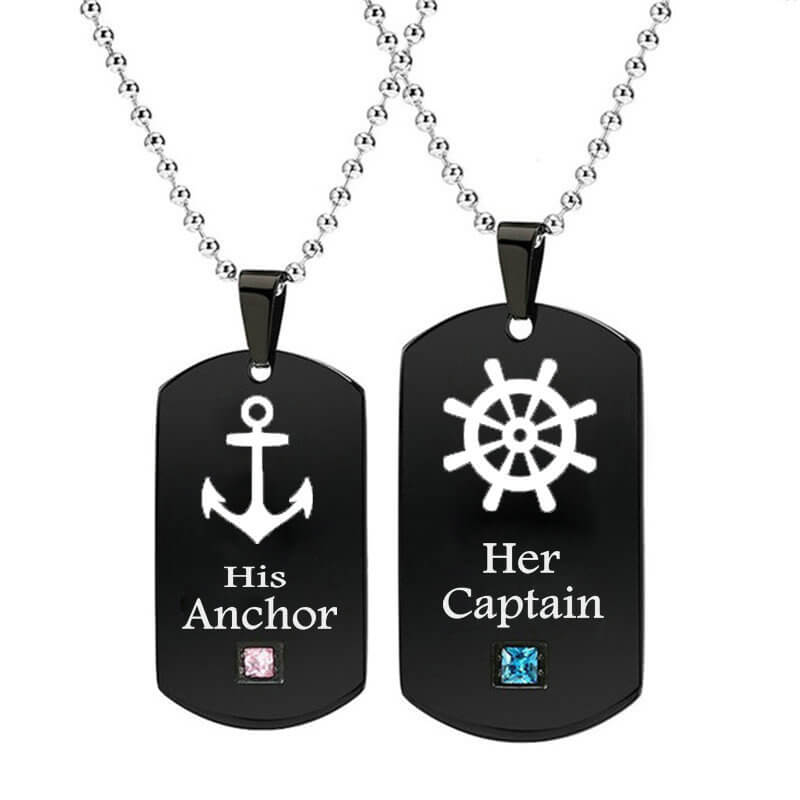 His Anchor and Her Captain Necklaces