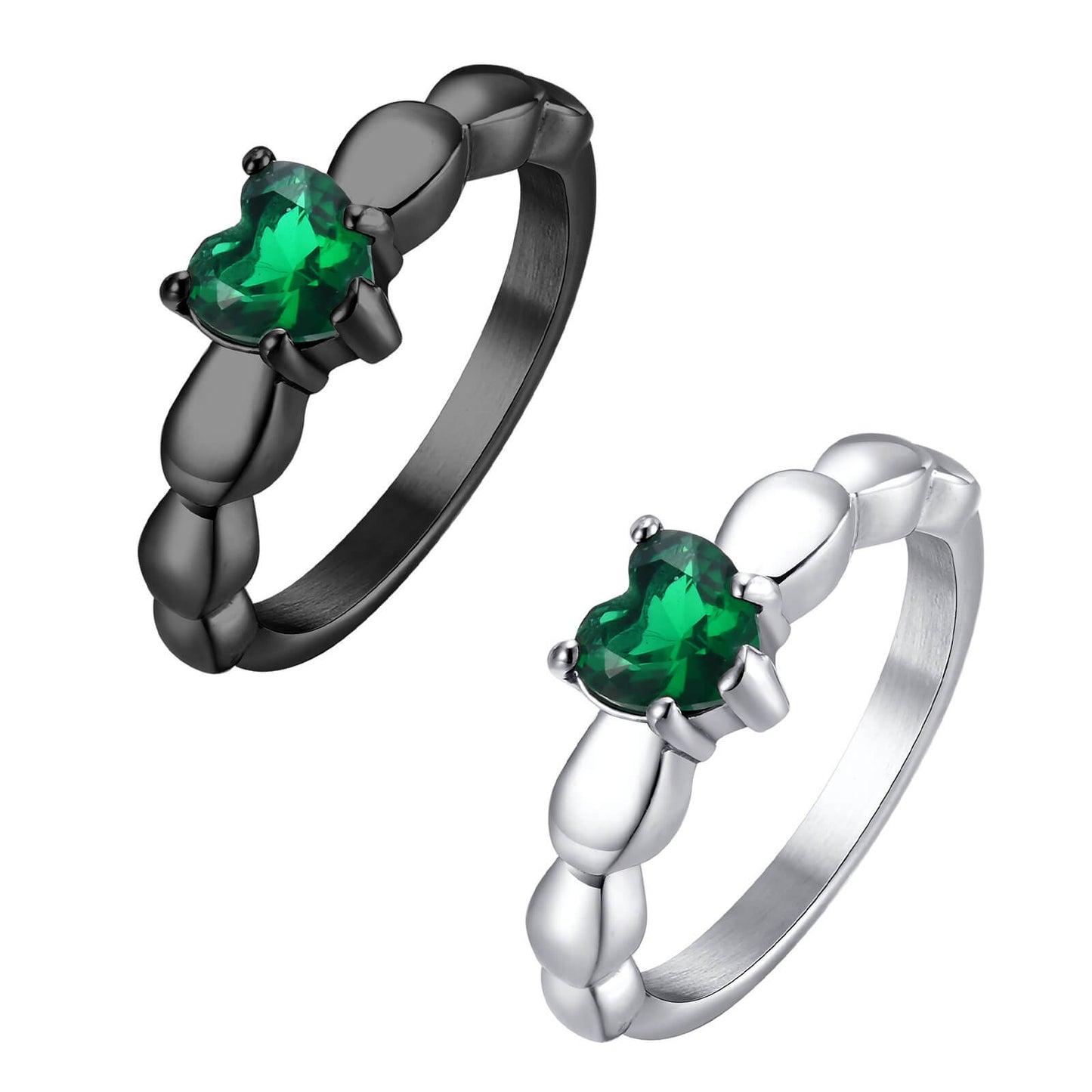 Heart-shaped Ring Green Zircon