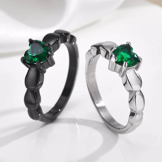 Heart-shaped Ring Green Zircon