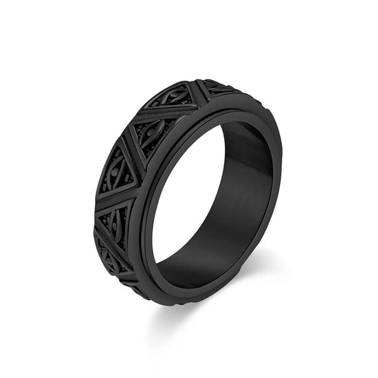 Engravable Spinning Ring Bands Triangular Pyramid Guardian