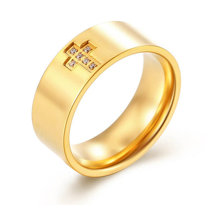 8mm Men Cross Ring