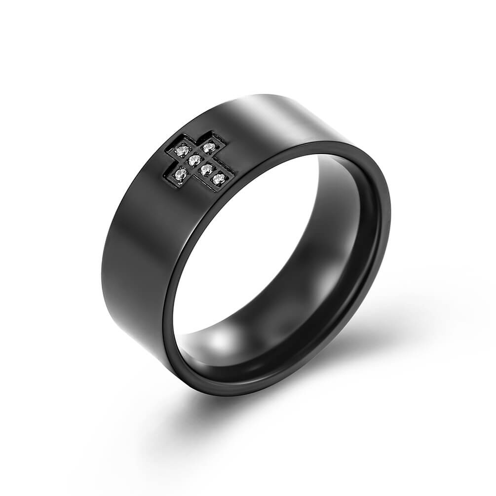 8mm Men Cross Ring