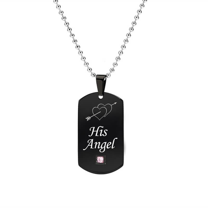 Black Her Demon His Angel Couple Necklaces