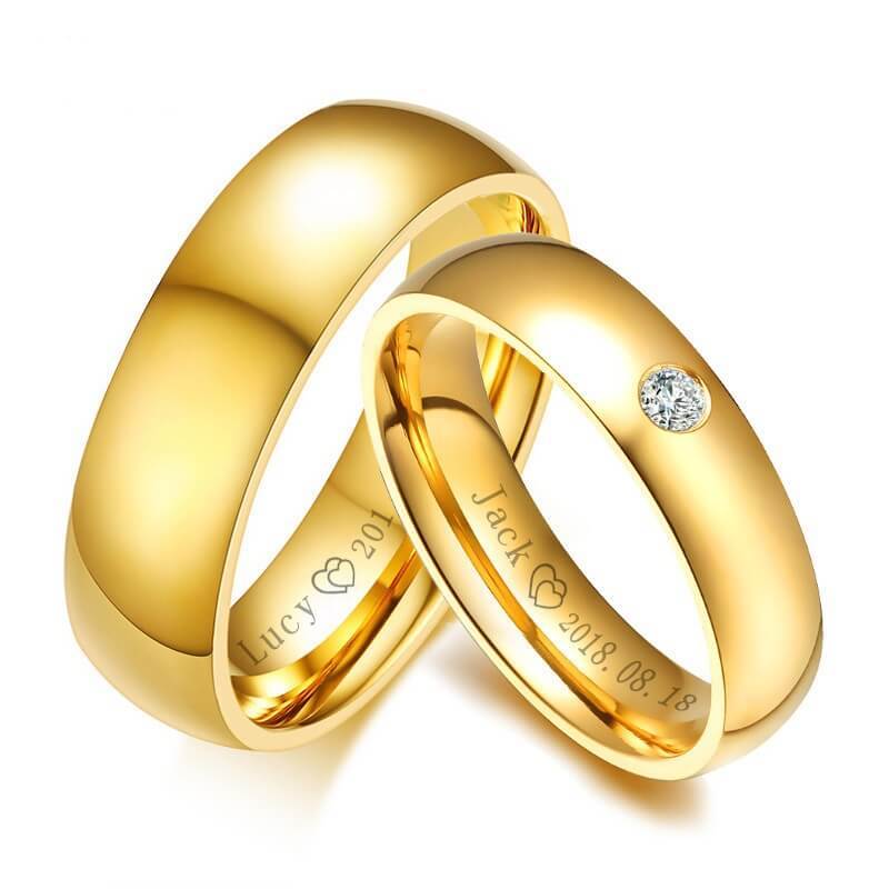 Classic Simple Couple Promise Rings for Women Men Engraved Size 5-14 –  GardeniaJewel