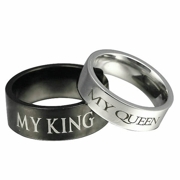 My King My Queen Couple Promise Ring Set