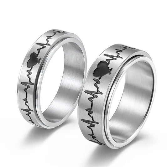 Spinner Heartbeat Couple Rings