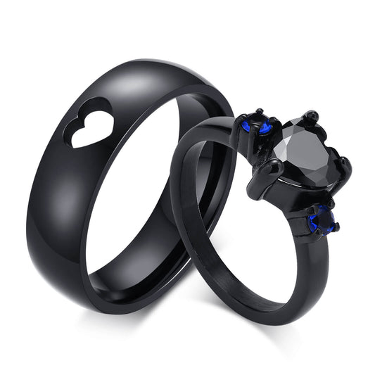 Black Heart Couple Rings