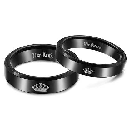 Black King and Queen Crown Rings