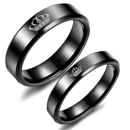 Black King and Queen Crown Rings