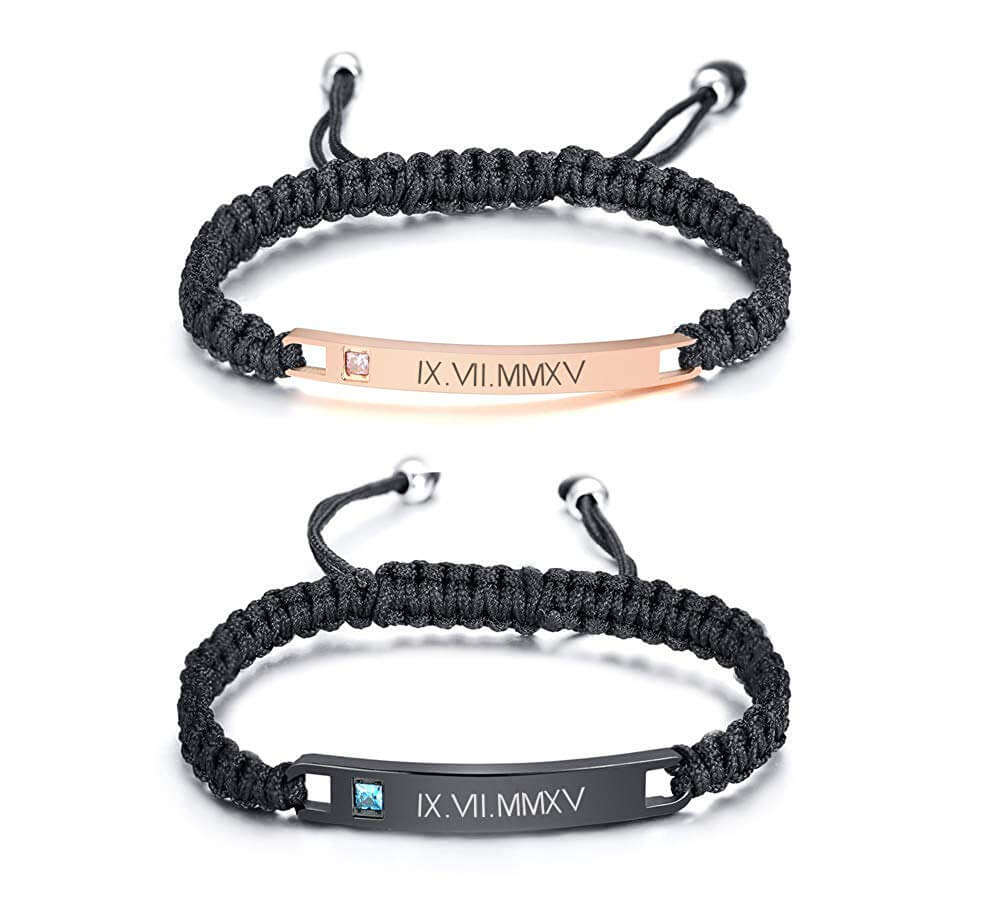 Matching Nameplate ID Couple Bracelets