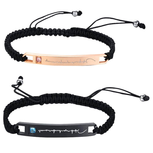 Matching Heart Beat ECG Promise Bracelets