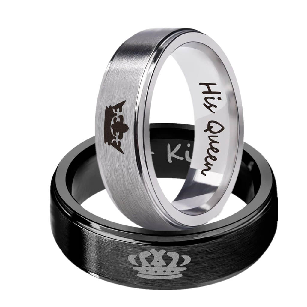 COI Tungsten Carbide King Queen Crown Ring-TG4582
