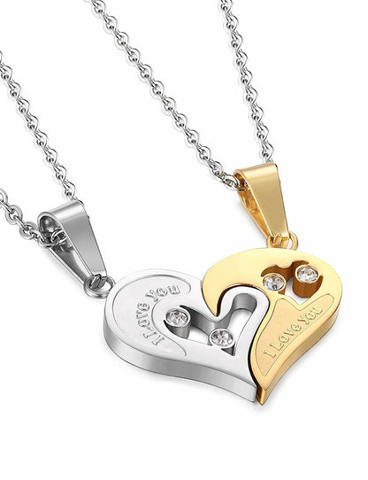 "I Love You" Puzzle Heart Necklaces for Couples