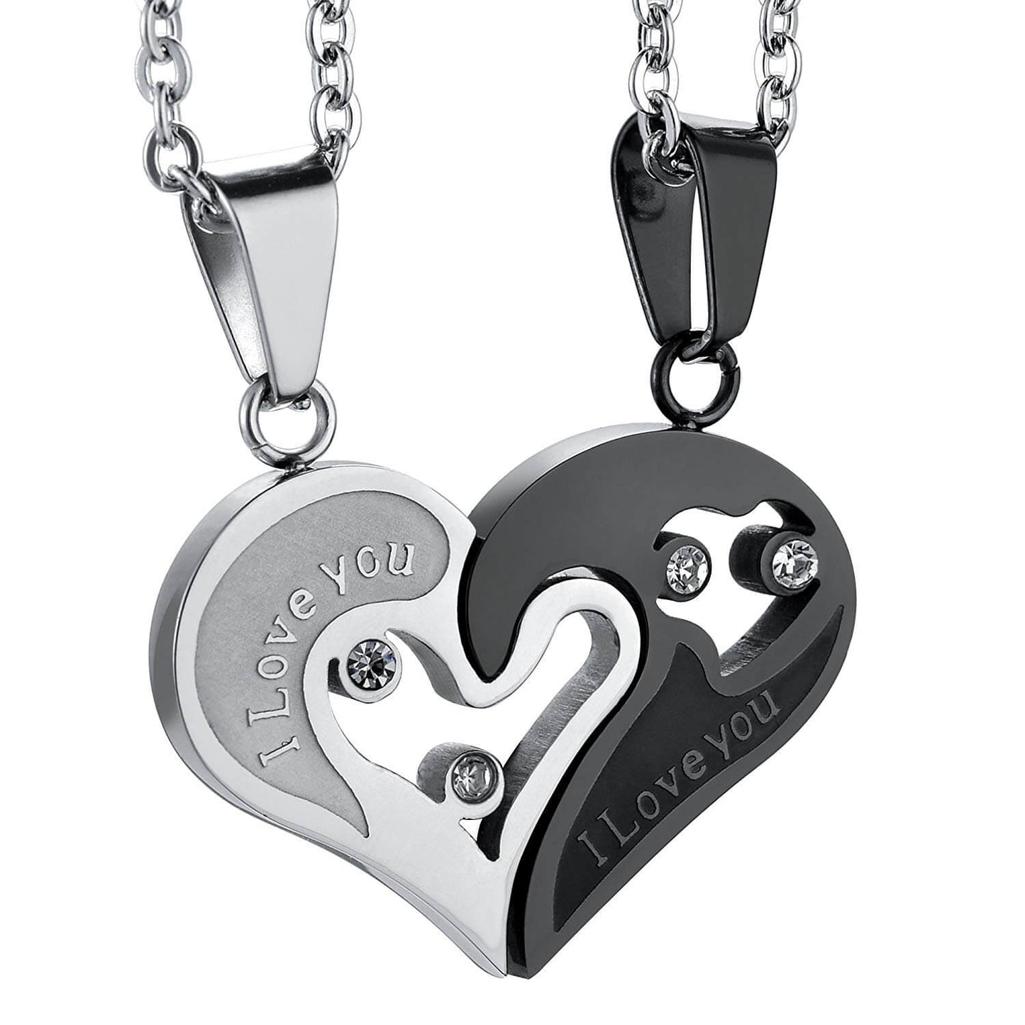 "I Love You" Heart Couple Necklaces (Set)