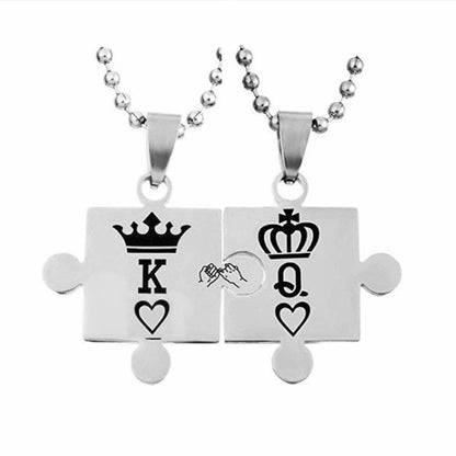 K Q Crown Puzzle Necklace