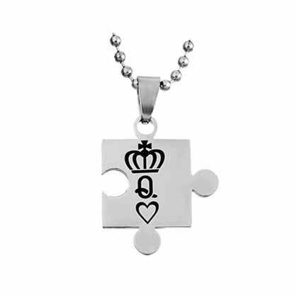 K Q Crown Puzzle Necklace