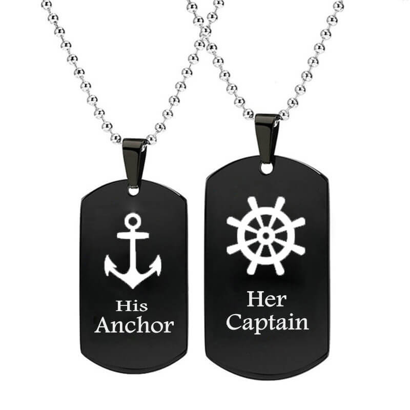 His Anchor and Her Captain Necklaces