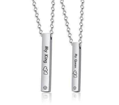Engraved Couple Bar Necklaces
