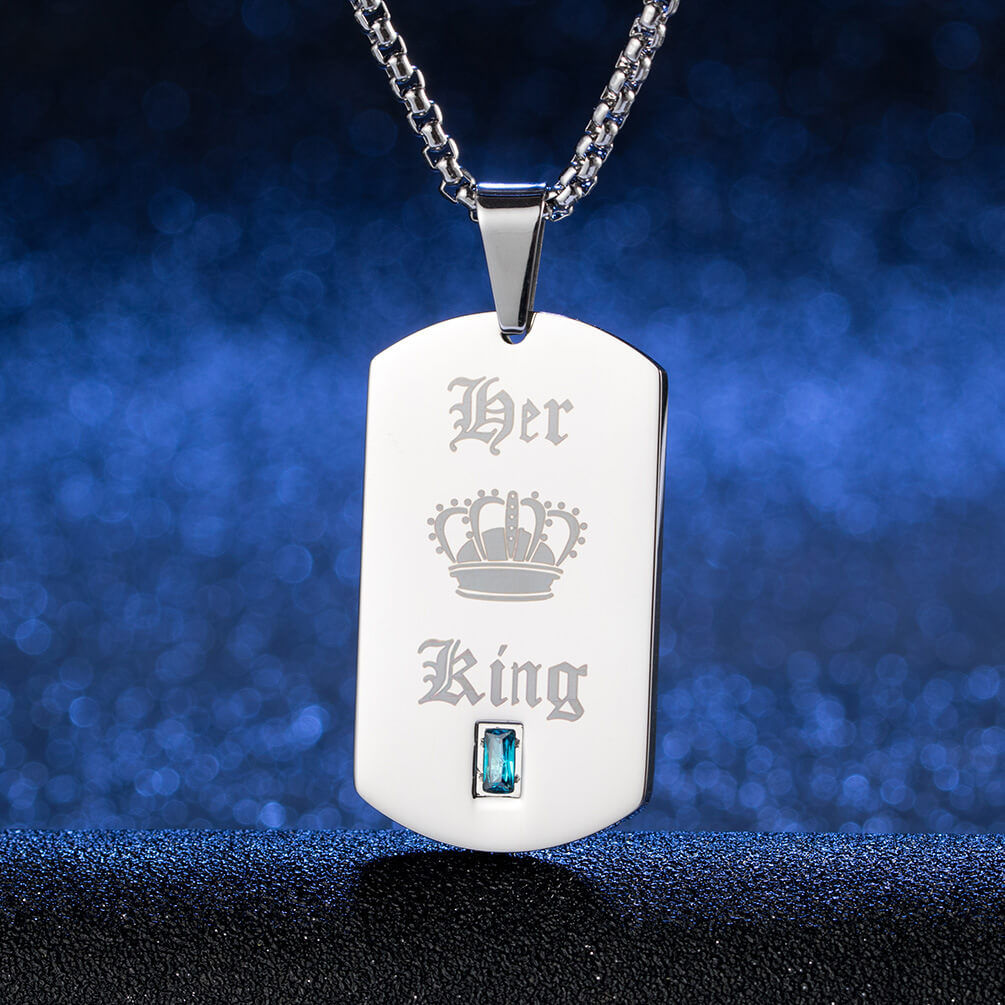 Her King His Queen Black Tag Necklace