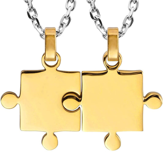 His & Hers Puzzle Couples Necklaces