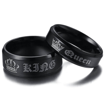 King & Queen Black Couple Promise Rings