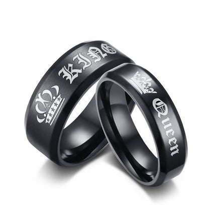 King & Queen Black Couple Promise Rings