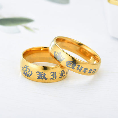 King & Queen Crown Couple Promise Rings