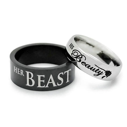 His Beauty Her Beast Promise Rings for Couples