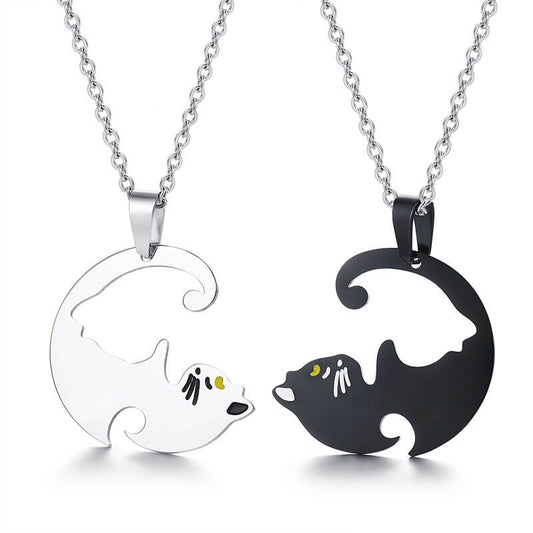 Cute Cat Matching Love Necklace