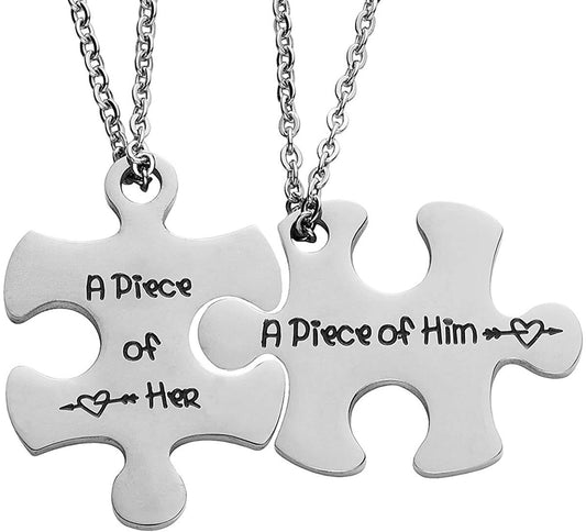 His and Hers Puzzle Necklace Couples