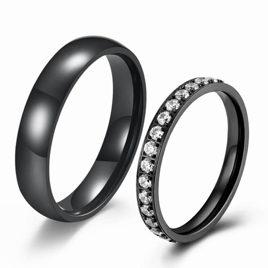 Black Couple Promise Ring Bridal Sets