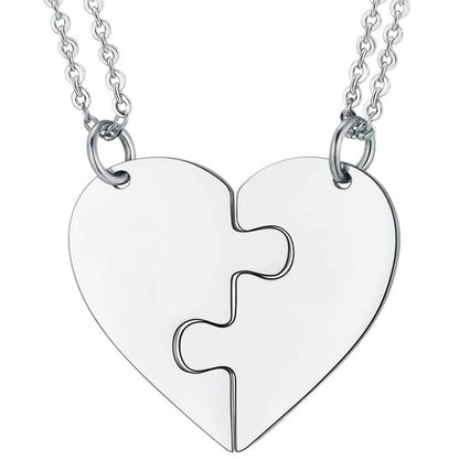 Engraving Puzzle Heart Couple Necklaces