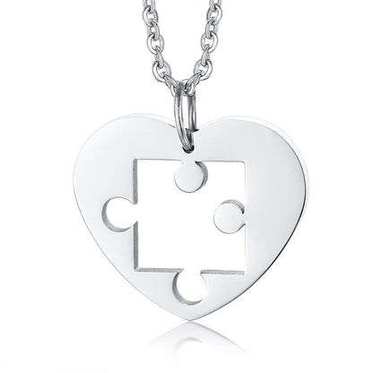 Puzzle Heart Couple Necklace Set